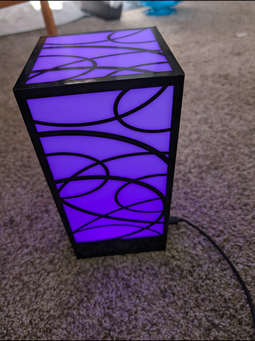 Modern Purple Accent Lantern with Decorative Overlay